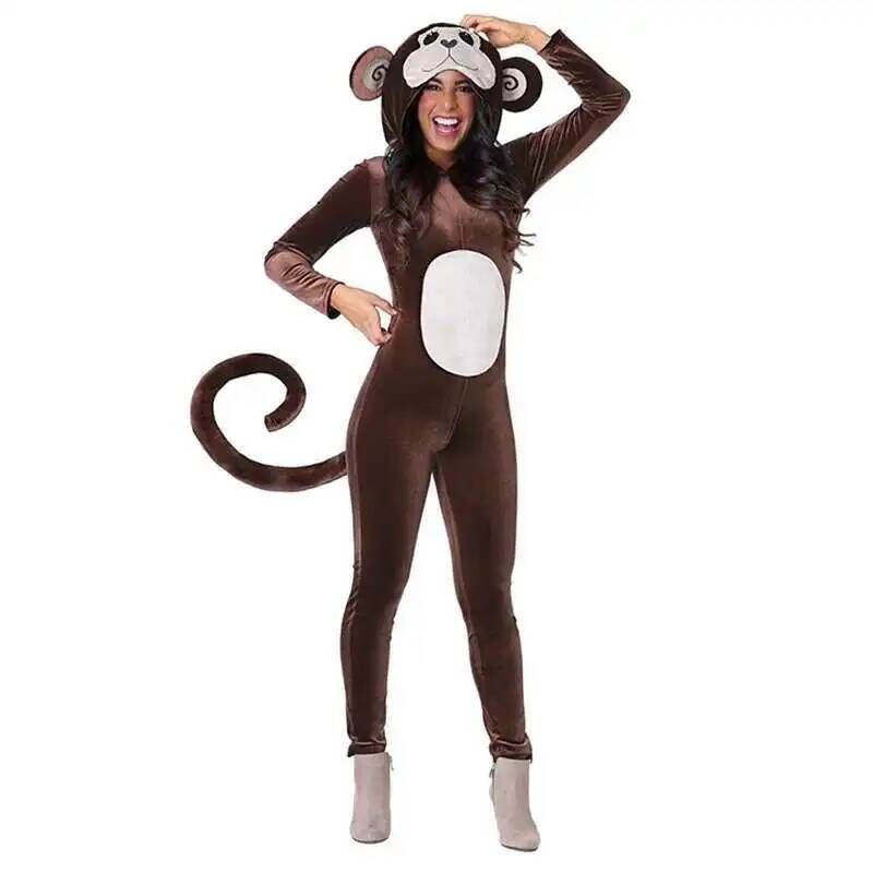 새로운 갈색 원숭이 Onesie 잠옷 동물 겨울 One - Anime Cosplay Jumpsuit 리뷰 및 가격